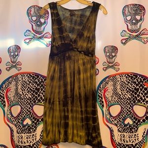 Psychedelic acid green and black tie dye dress